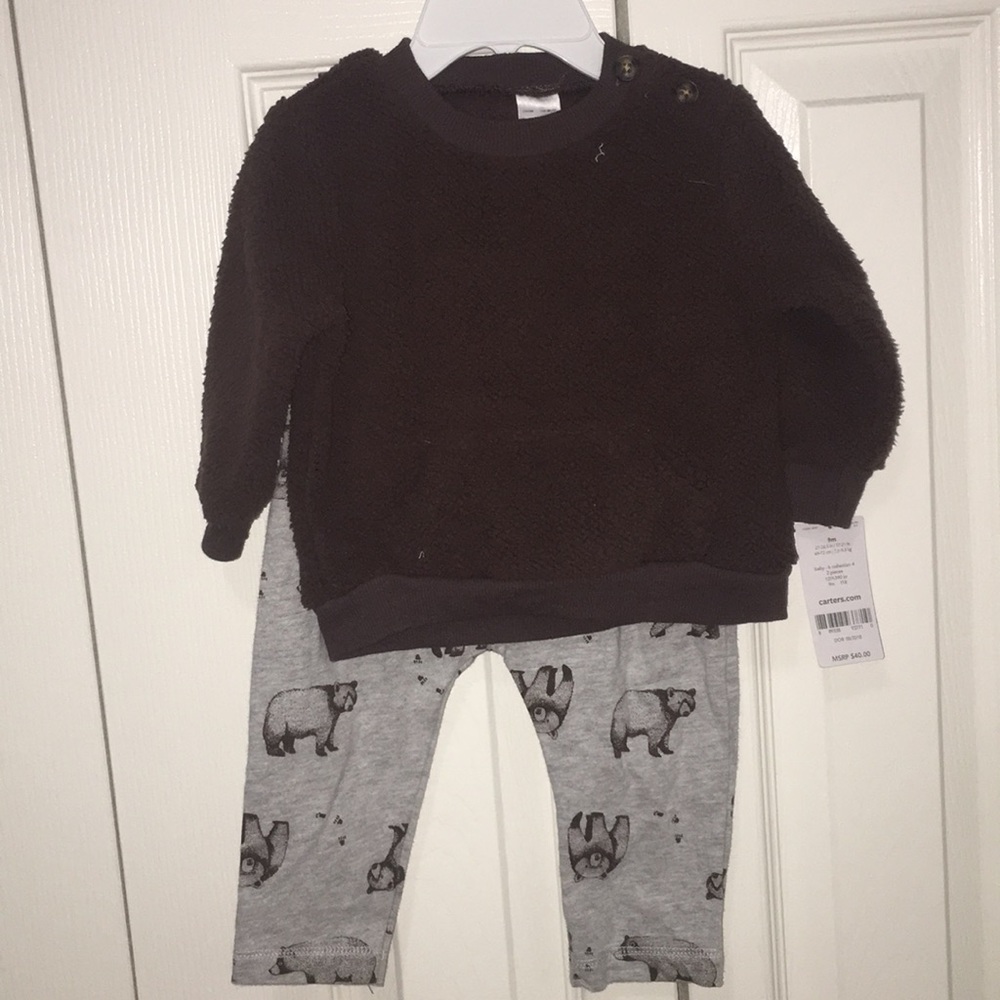 Carters Brown Bear Sweater Set New W Tags